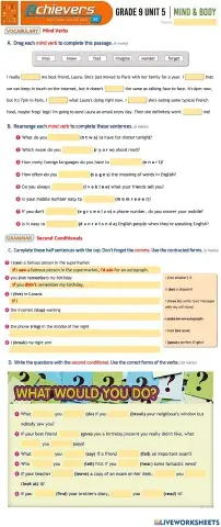 Grade 9 Unit 5 Mind - Body - Mind Verbs - Second Conditionals