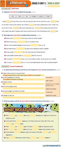 Grade 9 Unit 5 Mind - Body - Mind Verbs - Second Conditionals