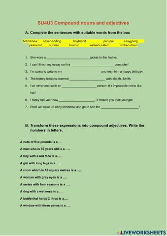 Compound nouns and adjectives