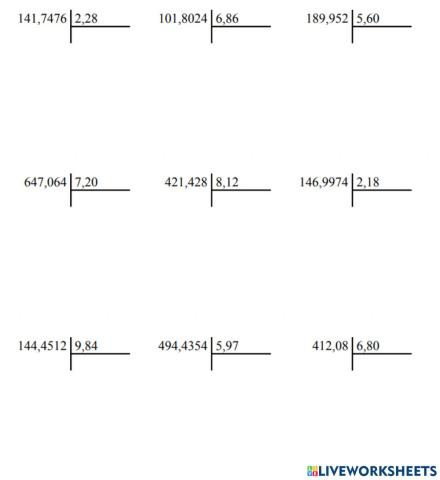 Decimales divisiones