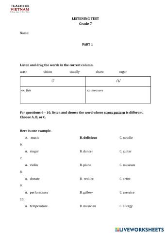 Đề KT cuối kỳ 1-lớp 7-TFV