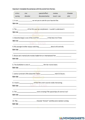 Grade 7 - Unit 8 - Vocab (Ex.3)