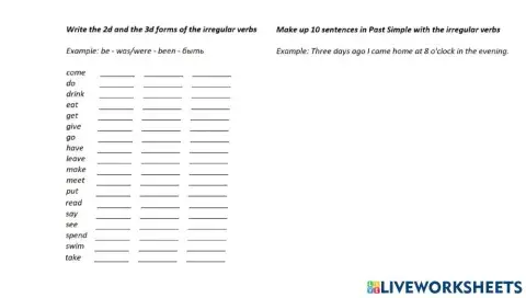 Irregular verbs (Go Getter 3)