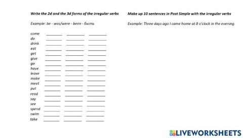 Irregular verbs (Go Getter 3)