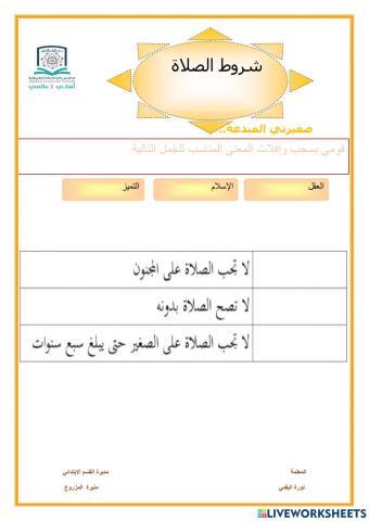 شروط الصلاة