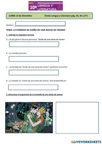 10° la comedia de sueño de una noche de verano