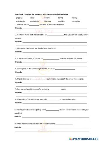 Grade 7 - Unit 8 - Vocabulary (Ex.4)