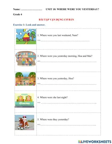 G4 unit 10 bài tập cơ bản