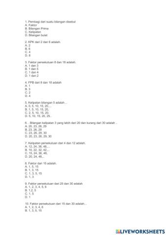 Matematika kelipatan dan persekutuan