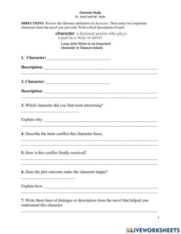 Dr. Jekyll and Mr. Hyde Character Study