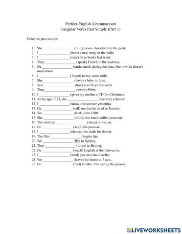 Perfect-English-Grammar.com Irregular Verbs Past Simple