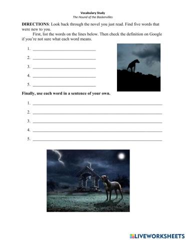 Vocabulary Study for The Hound of the Baskervilles