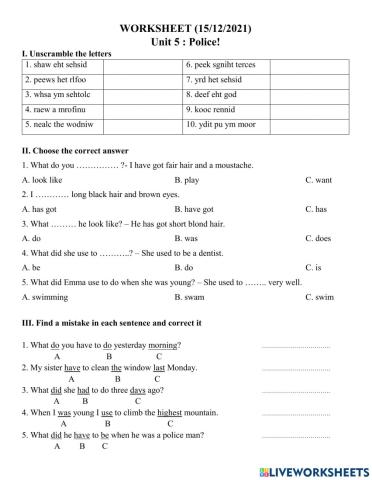 Unit 5: Police 15-12-2021