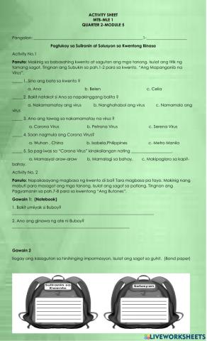 Pagtukoy sa Suliranin at Solusyon sa Kwentong Binasa