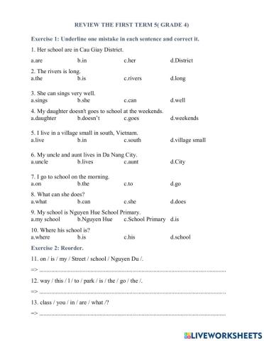 Review the first term 5( grade 4)