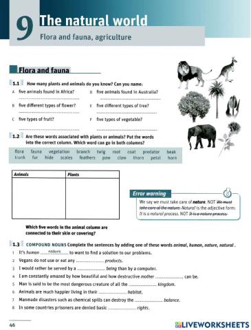 Unit 9: The natural world