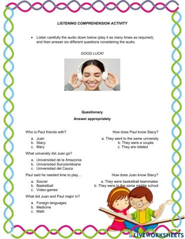 Listening comprehension activity