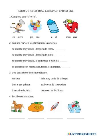 Repaso trimestral lengua
