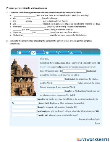 Present perfect simple and continuous