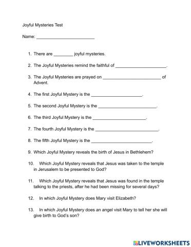 Joyful Mysteries Test