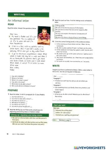 Writing an informal letter