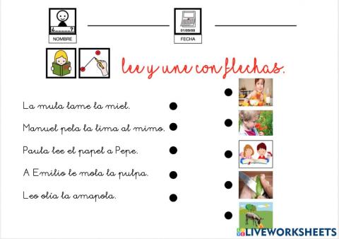 Leer oraciones con la m