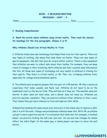 Rw bk 2 - unit 4 revision