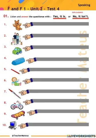 FF 1 - Unit 02 - TEST 4 - Listening and Speaking