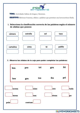 Actividades lúdicas de Lengua y Literatura