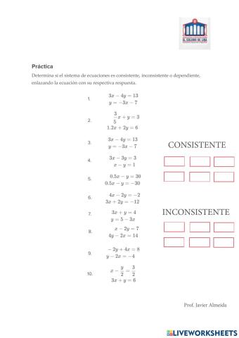 Sistemas de ecuaciones consistentes e inconsistentes
