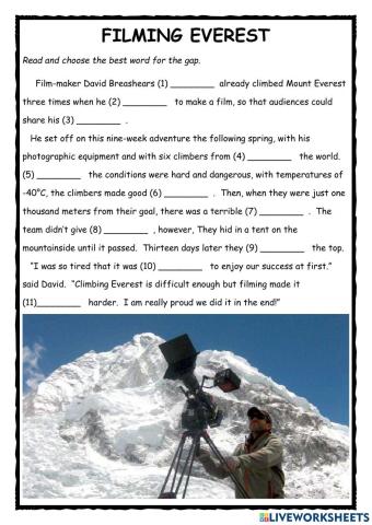 Filming Everest PET Exercise