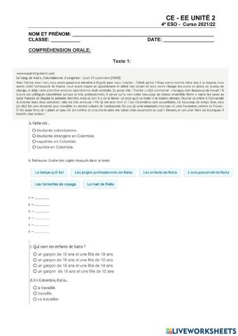 Compréhension écrite Passé