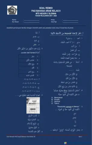 Remidi PAS bahasa Arab kelas 9