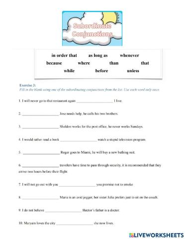 Subordinating Conjunctions