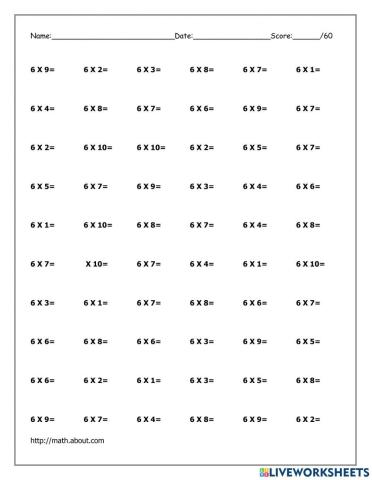 6 Times Tables
