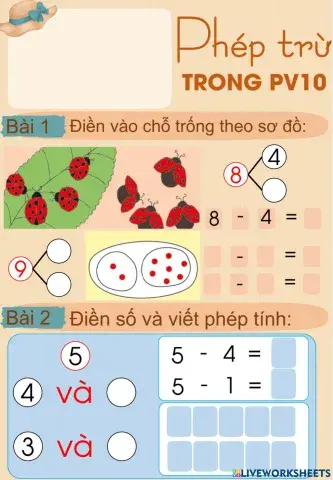 Toán: phép trừ trong pv10
