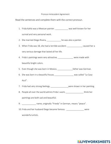 Pronoun Antecedent Agreement