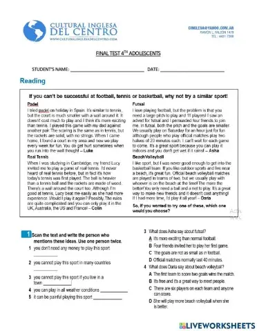 Reading comprehension