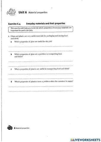Unit 5 Properties of Materials WS