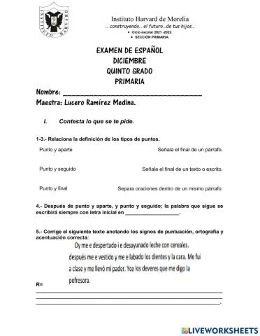 Examen Español Diciembre