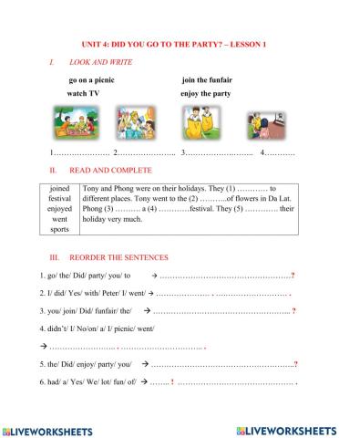 Unit 4 Did you go to the party?