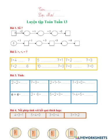 Bài tập toán phép cộng