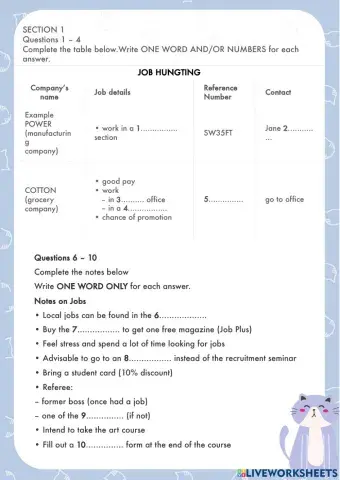 Practice test 5 booster 1 hw job hunting