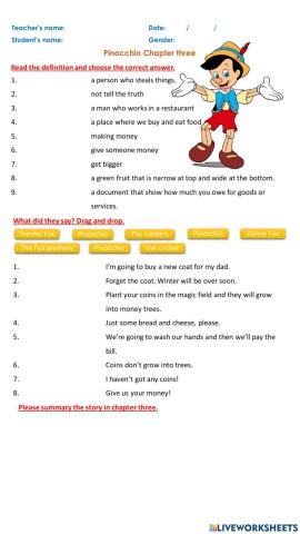 Pinocchio Chapter three