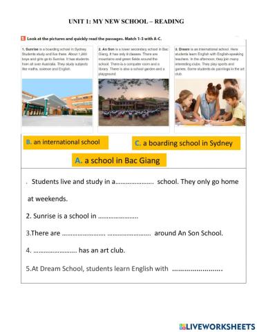 Unit 1 MY NEW SCHOOL GRADE 6