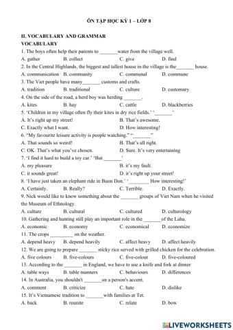 Vocabulary & Grammar