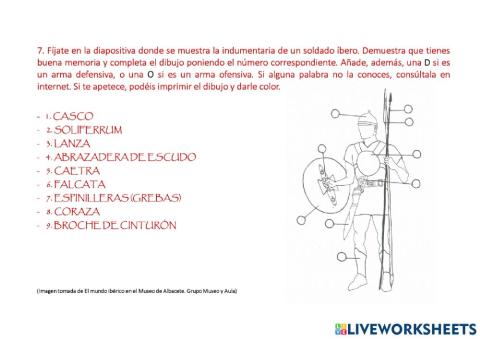 INDUMENTARIA DE UN SOLDADO ÍBERO