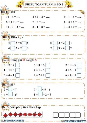 Phiếu bài tập Toán tuần 14 - số 2