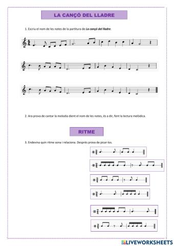 Notes:La cançó del lladre-Ritme: negra amb punt-corxera