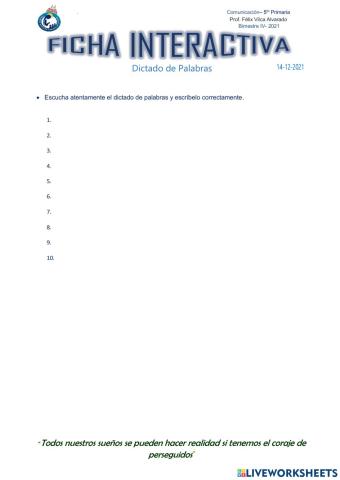 Dictado de Palabras N° 2